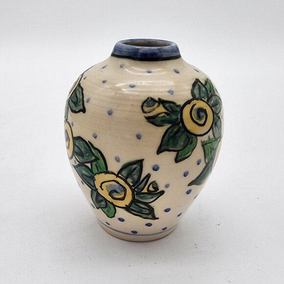 Other - Pottery Vase with Yellow Roses